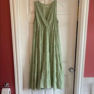 Max Studio Striped Green Maxi Dress